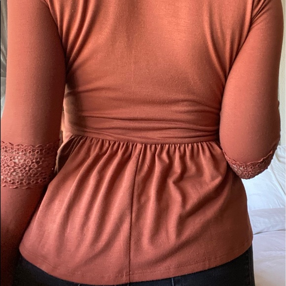Burnt Orange Cut Out Blouse - Picture 3 of 3